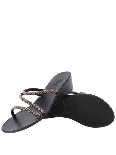 Ancient Greek Sandals Ladies Black Polytimi Low Wedge Sandals, Brand Size 35 ( US Size 5 ) - ANCIENT GREEK SANDALS - BALAAN 2