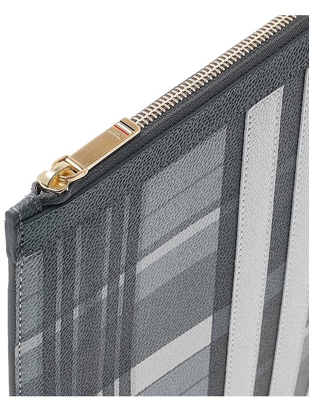 Madras 4 Bar Stripe Clutch Bag Grey - THOM BROWNE - BALAAN 8