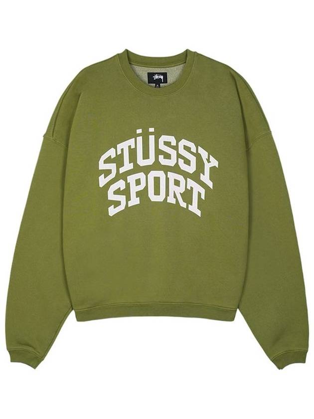 Unisex Big Crackle Sports Crew Neck Sweatshirt Washed Green 118537 0401 - STUSSY - BALAAN 1