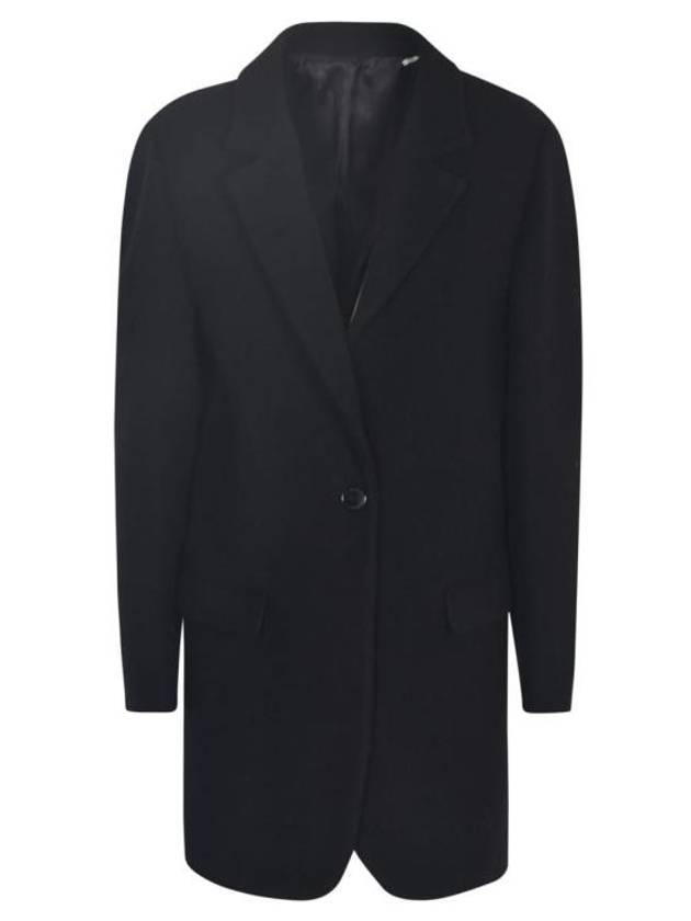 Jilinka Button Up Virgin Wool Blend Single Coat Black - ISABEL MARANT - BALAAN 1