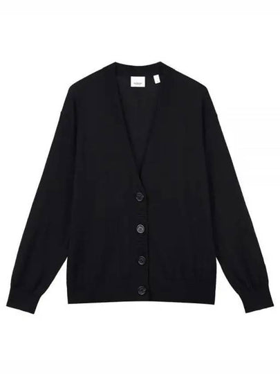 Elbow Patch Merino Wool Cardigan Black - BURBERRY - BALAAN 2