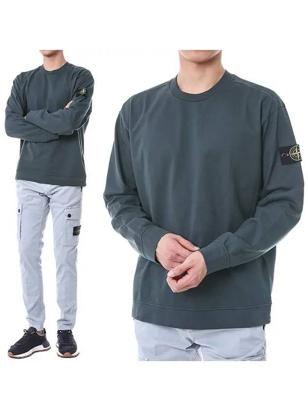 Men's Waffen Patch Crew Neck Sweatshirt Dark Green - STONE ISLAND - BALAAN 2