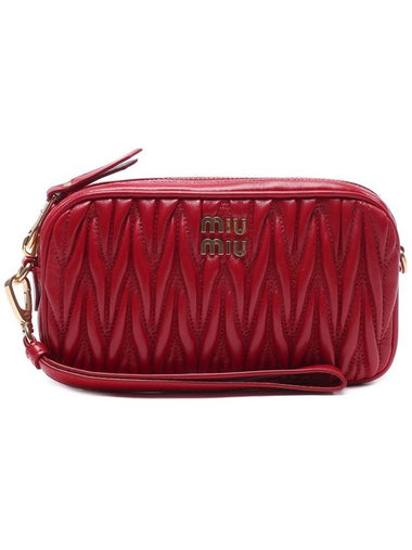 Matelasse Nappa Leather Pouch Bag Red - MIU MIU - BALAAN 1