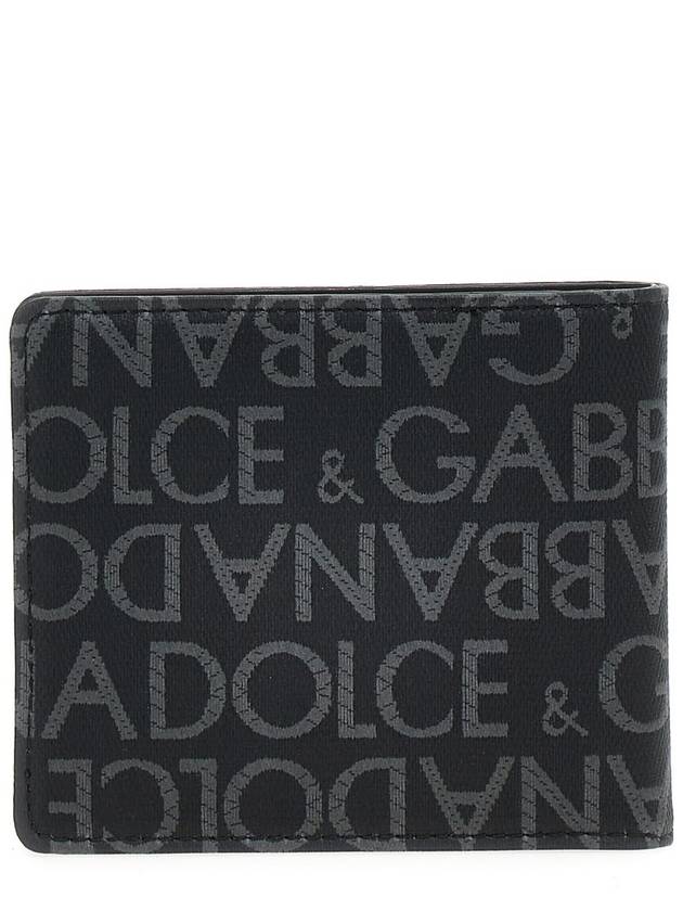 Logo Jacquard Fabric Half Wallet Grey - DOLCE&GABBANA - BALAAN 3