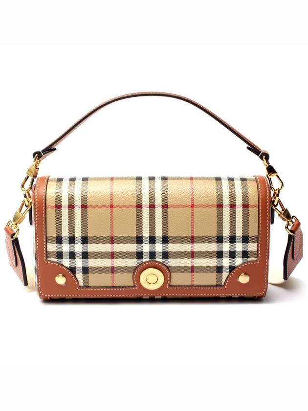 Women's Check Leather Top Handle Shoulder Bag Beige - BURBERRY - BALAAN 2