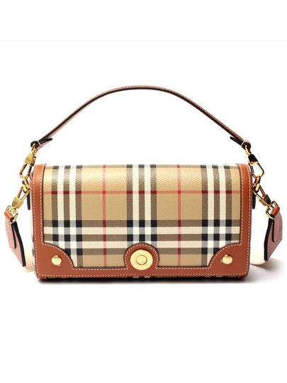 Women's Check Leather Top Handle Shoulder Bag Beige - BURBERRY - BALAAN 2