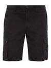 Men's Logo Patch Cargo Bermuda Shorts Black - STONE ISLAND - BALAAN 2