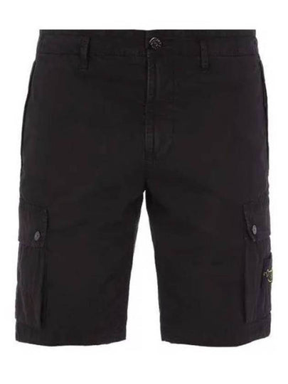 Men's Logo Patch Cargo Bermuda Shorts Black - STONE ISLAND - BALAAN 2