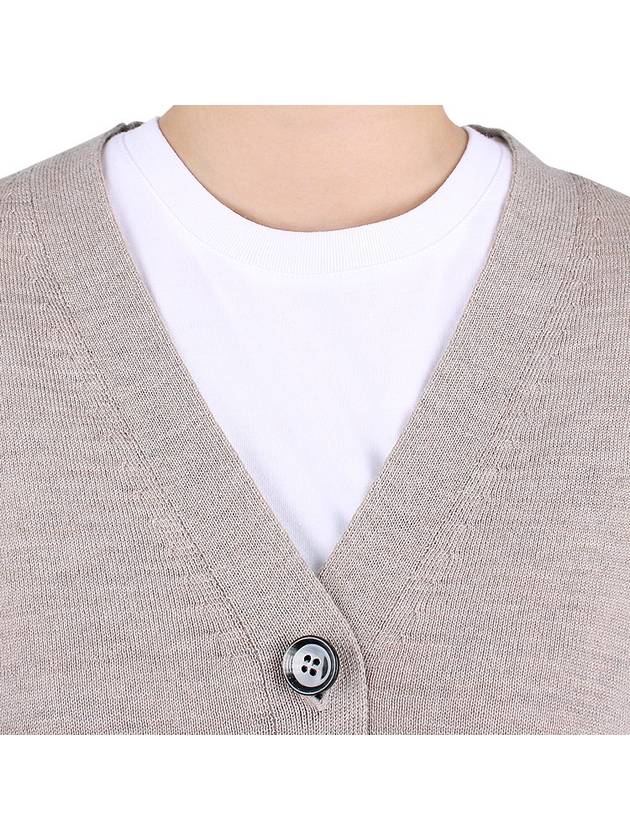 Heart Logo Wool Cardigan Light Beige - AMI - BALAAN 8