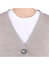 Heart Logo Wool Cardigan Light Beige - AMI - BALAAN 8