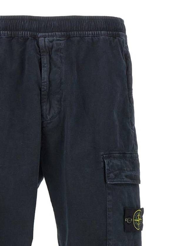 Stretch Cotton Cargo Straight Pants Navy - STONE ISLAND - BALAAN 4