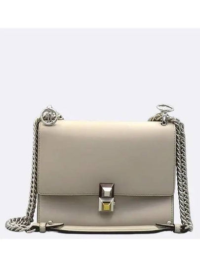 8M0381 A1FA F02TF Mocha Beige Color FF Logo Stud Decoration Khan Eye Small Chain Shoulder Bag - FENDI - BALAAN 2