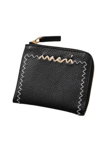 Logo Zip Around Card Wallet Black - MARNI - BALAAN 1