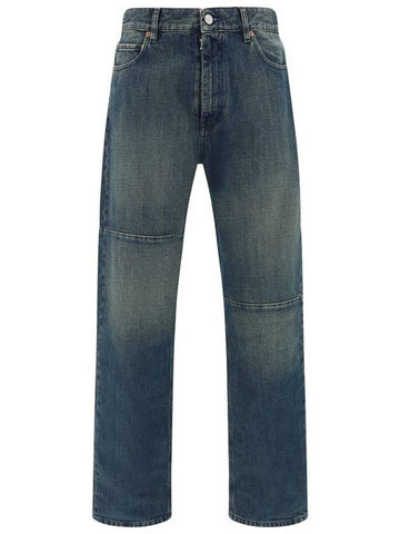 Logo Patch Straight Leg Jeans Blue - MAISON MARGIELA - BALAAN 1