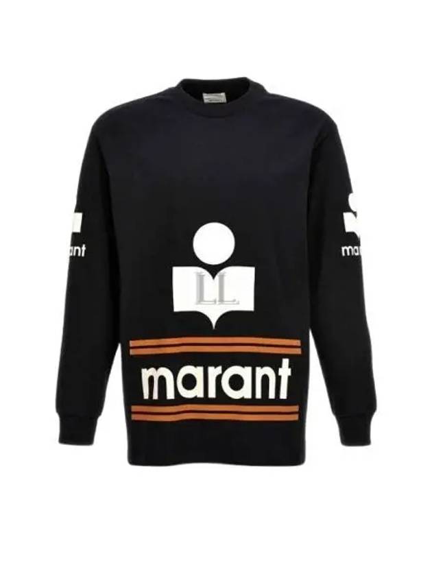 Logo Print Cotton Long Sleeve T Shirt Black - ISABEL MARANT - BALAAN 2