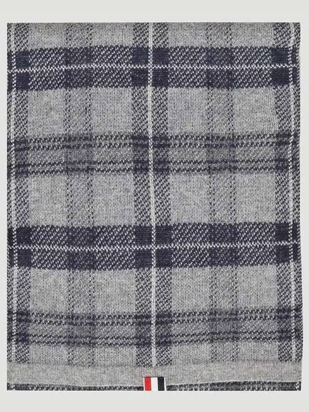 Thom Browne All Over Tartan Brand Tab Wool Blend Knit Scarf - THOM BROWNE - BALAAN 1