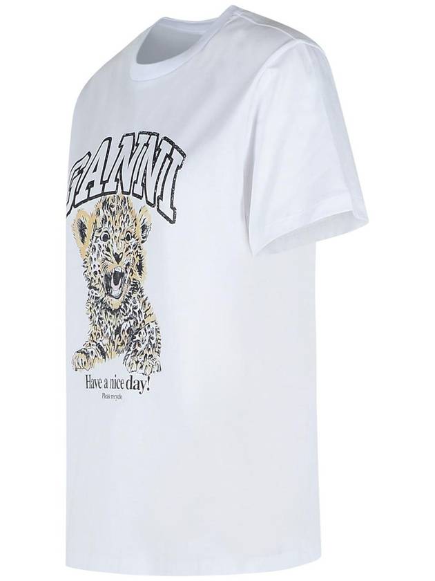 Logo Print Crew Neck Short Sleeve T Shirt White - GANNI - BALAAN 3