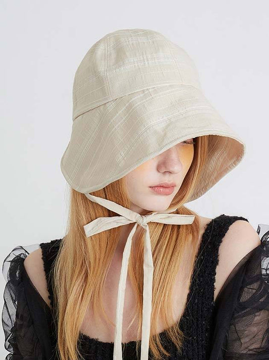 Spring Ribbon Bonnet Hat Beige - BROWN HAT - BALAAN 1