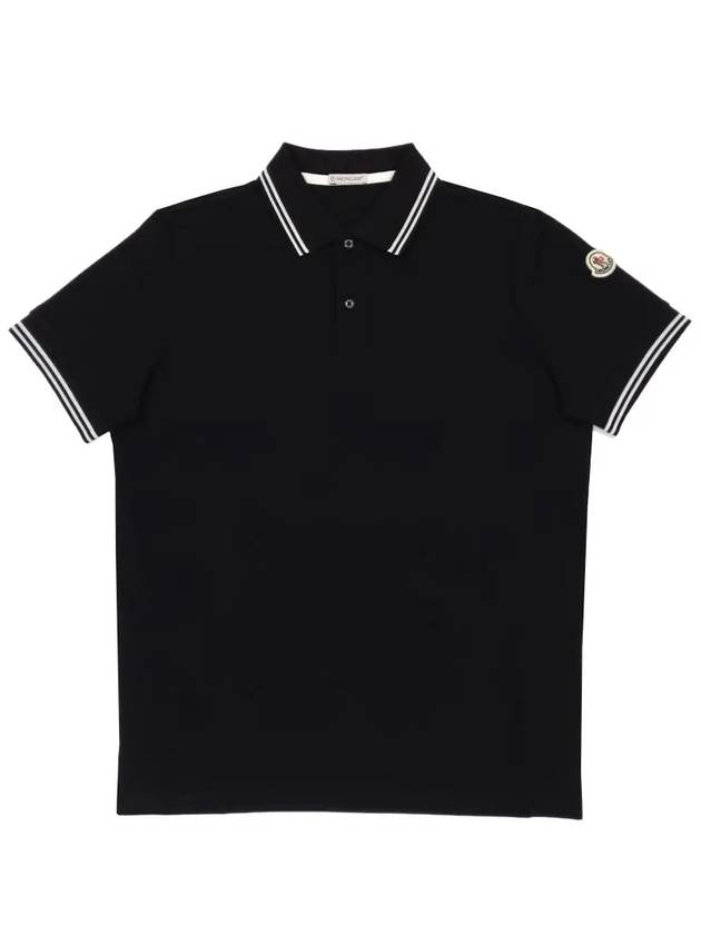 Stripe Trim Cotton PK Shirt Black - MONCLER - BALAAN 2