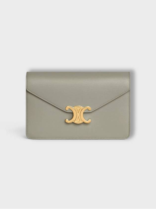 Triomphe Chain Shiny Calfskin Half Wallet Green Clay - CELINE - BALAAN 2