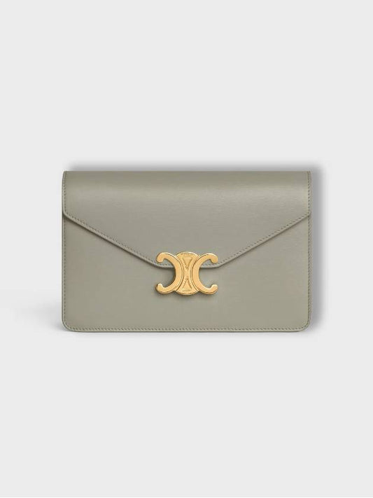 Triomphe Chain Shiny Calfskin Half Wallet Green Clay - CELINE - BALAAN 2