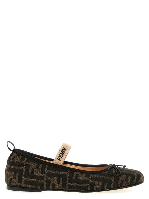 Kids FF Jacquard Ballerinas Brown - FENDI - BALAAN 1