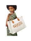 Print Medium Canvas Tote Bag Beige Brown - GUCCI - BALAAN 4