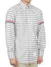 Men's Check Oxford Long Sleeve Shirt Grey - THOM BROWNE - BALAAN 6