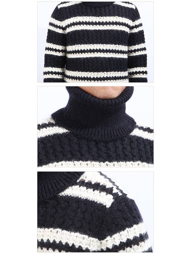 Striped Wool Turtleneck Black - SAINT LAURENT - BALAAN 5