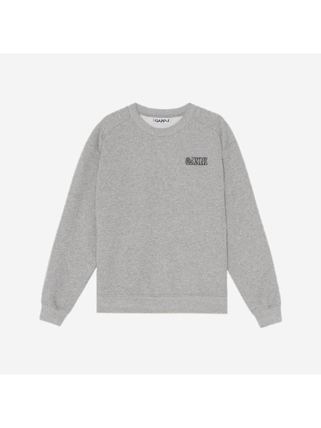 Embroidered Logo Cotton Sweatshirt Grey - GANNI - BALAAN 2