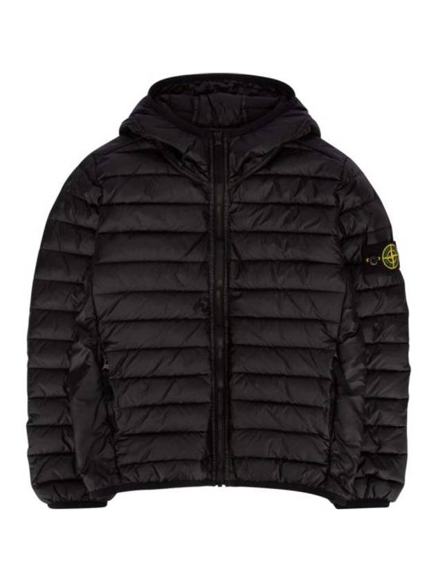 Kids Loom Woven Chembers R Nylon Zip Up Hoodie Black - STONE ISLAND - BALAAN 1