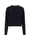 Logo Embroidered Crew Neck Cashmere Knit Top Navy - SPORTY & RICH - BALAAN 1