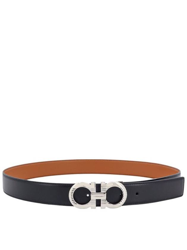 Gancini Buckle Reversible Leather Belt Black - SALVATORE FERRAGAMO - BALAAN 2