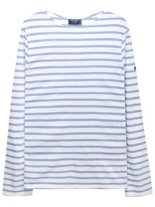 Minquiers Modern Stripe Long Sleeve T-Shirt White Blue - SAINT JAMES - BALAAN 2