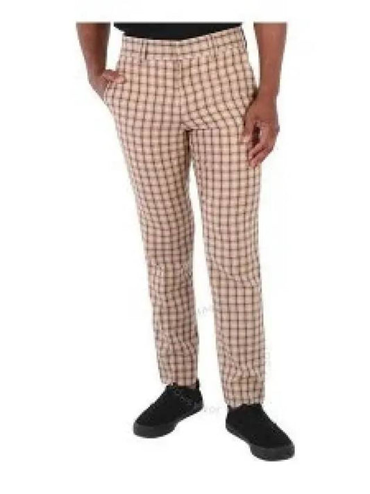 Men's Gingham Check Wool Slacks Beige Brown - BURBERRY - BALAAN 2