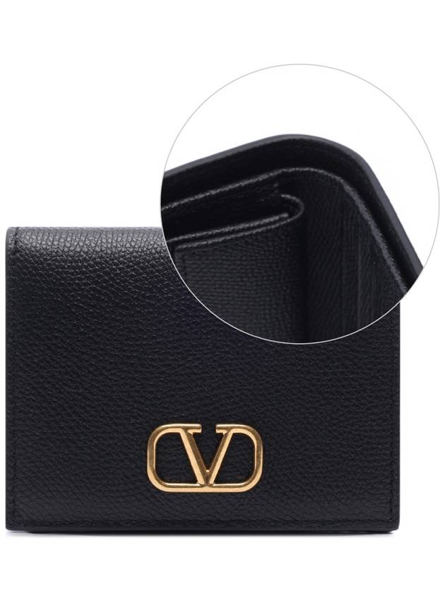 V Logo Plaque Half Wallet Black - VALENTINO - BALAAN 2