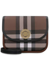 Women's Elizabethan Check Leather Medium Cross Bag Dark Birch Brown - BURBERRY - BALAAN 1