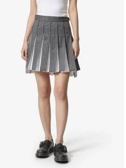 RWB Tab Wool Mini Mini Pleated Skirt Grey - THOM BROWNE - BALAAN 2