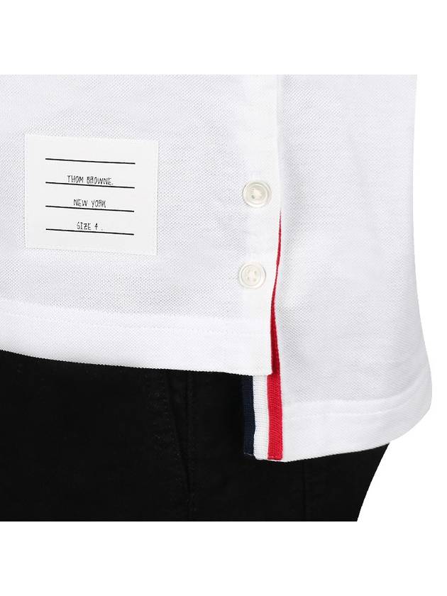 Men's Three Stripes Pocket Mercerized Short Sleeve Polo Shirt White - THOM BROWNE - BALAAN 8