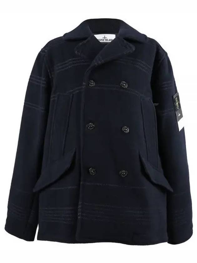 Wappen Patch Wool Blend Double Breasted Jacket Navy - STONE ISLAND - BALAAN 2