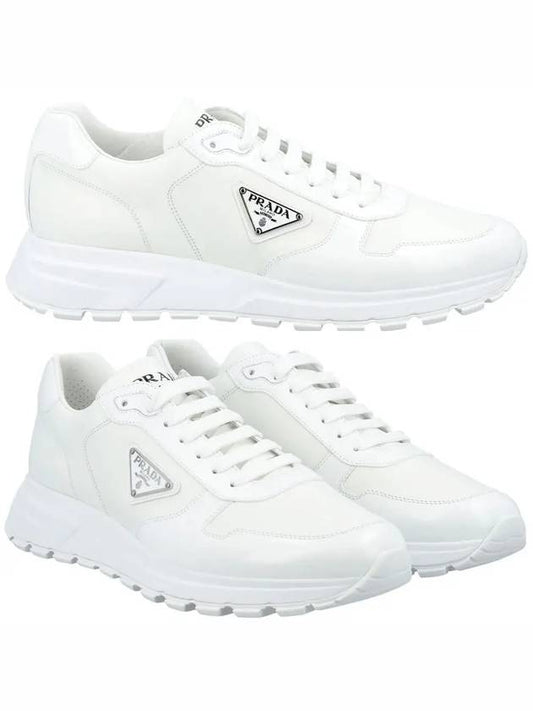 Triangle Logo Leather Low-Top Sneakers White - PRADA - BALAAN 2