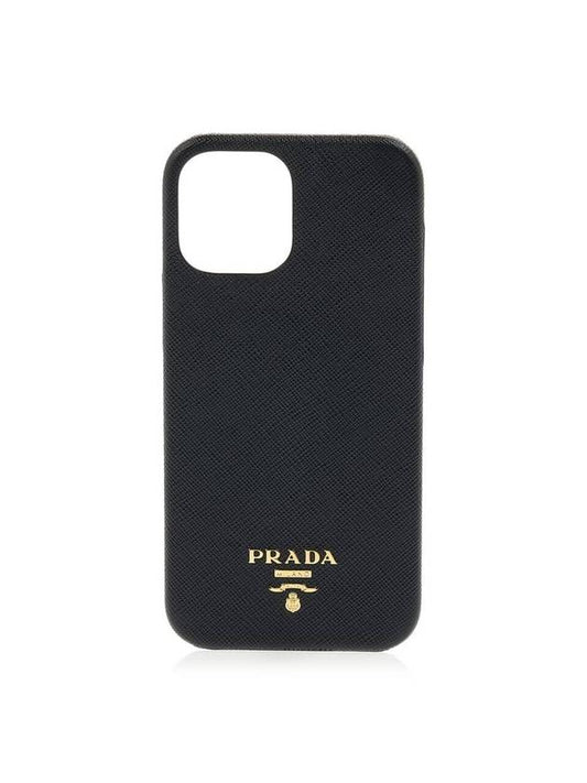 Saffiano Phone Case Black Gold - PRADA - BALAAN 1