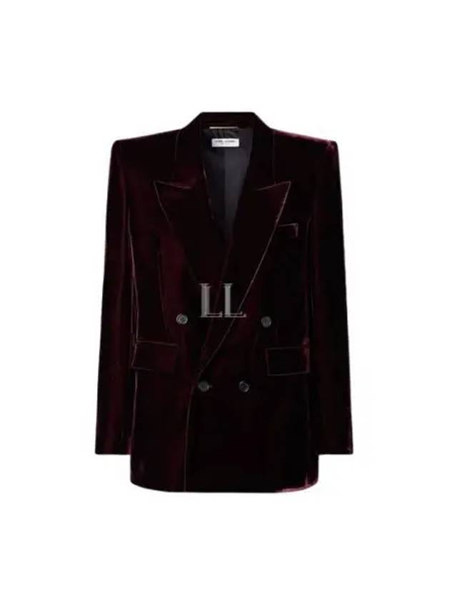 Double Breasted Velvet Jacket Red - SAINT LAURENT - BALAAN 2