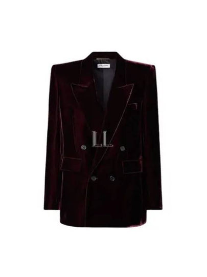 Double Breasted Velvet Jacket Red - SAINT LAURENT - BALAAN 2