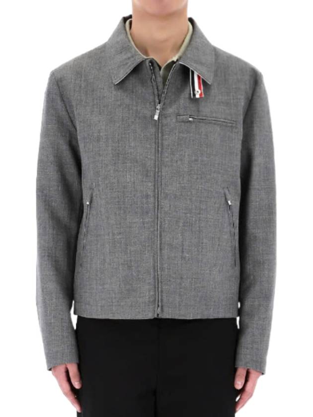 Crispy Wool Golf Zip-Up Jacket Grey - THOM BROWNE - BALAAN 4