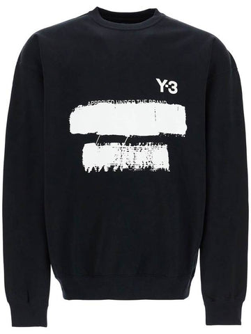 black cotton sweatshirt with text graphic - Y-3 - BALAAN 1