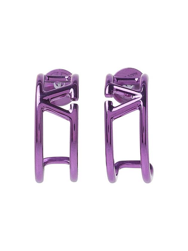 V Logo Drop Metal Earrings Purple - VALENTINO - BALAAN 9