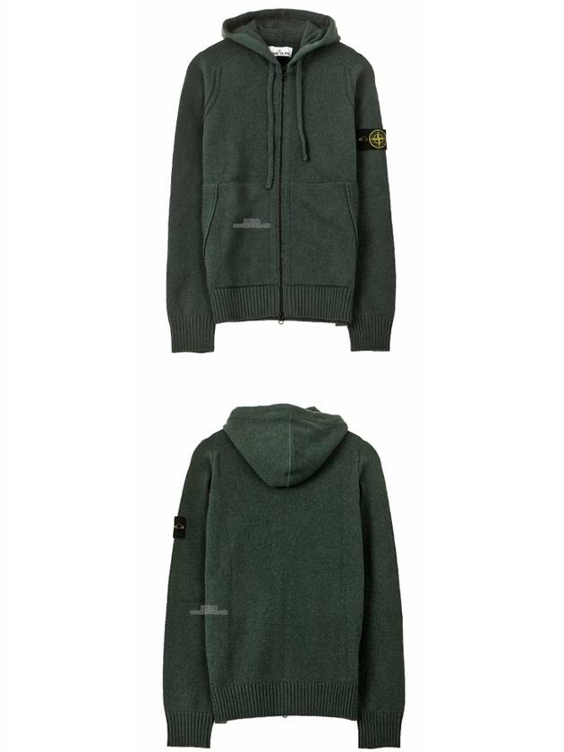 Wappen Patch Wool Knit Zip Up Hoodie Green - STONE ISLAND - BALAAN 6