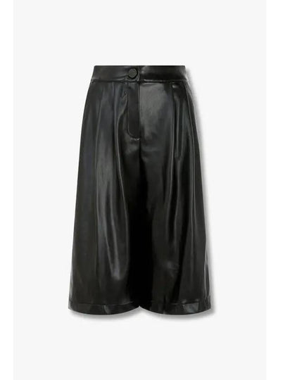 Women s Two Tuck Wide Leather Shorts Black - ARMANI EXCHANGE - BALAAN 1