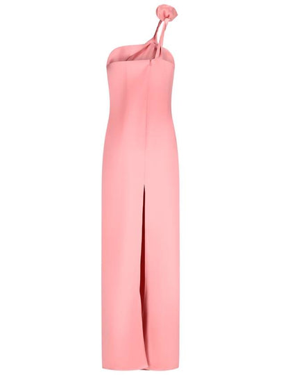 ONE SHOULDER ROSE APPLIQUÉ SILK MIDI DRESS - MAGDA BUTRYM - BALAAN 2